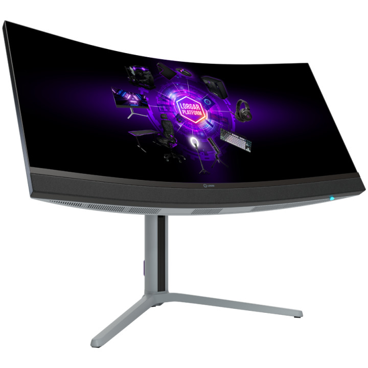 Монитор Lorgar 34MP1, 34" (3440*1440) VA curved, UWQHD MiniLED Gaming Monitor Pro, black/milky grey - LRG-34MP1W180C-GY