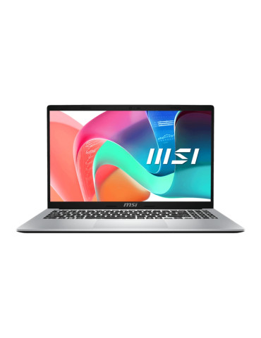 Лаптоп MSI Modern 15 F1MG, Intel Core 5 120U, 15.6" FHD (1920x1080) IPS, 16GB RAM, 512GB SSD, Intel Graphics 96EU, Intel WiFi 6E, BT v5.3, Backlit KBD White, Urban Silver, NO OS - 9S7-15S112-424