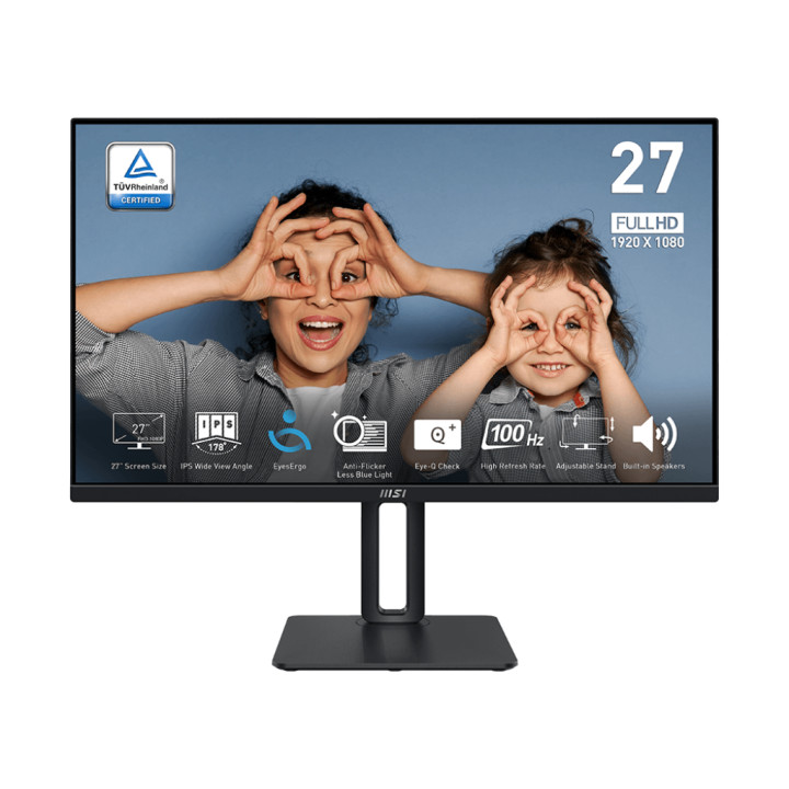 Монитор MSI PRO MP275P 27" IPS, 1920x1080, FHD IPS Anti-glare, 1ms (MPRT) 4ms (GTG), 100Hz, DC-in, HDMI (1.4b), D-Sub (VGA), Line-in, Headphone-out, Kensington Lock, 5-way navigator - 9S6-3PC39M-040