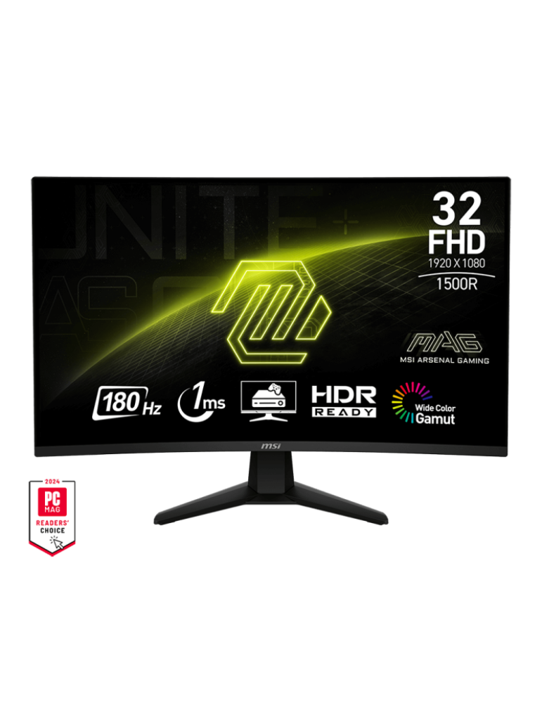 Монитор MSI MAG 32C6 CURVED, 31.5", 1920x1080, VA, FHD, Anti-Glare, 1ms (MPRT), 180Hz, DisplayPort 1.2a, HDMI 2.0b (FHD@180Hz), Headphone Out - 9S6-3DD41M-001