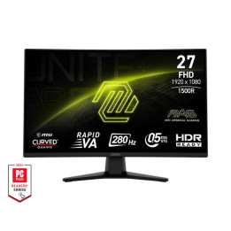 Монитор MSI MAG 274CXF 27", 0.5ms, 280Hz, Rapid VA, 1920x1080 (FHD), 16:9, CURVE 1500R, FreeSync Premium, 92.2% DCI-P3, AG, HDR Ready, 300 nits, 4000:1, DCR 100M:1, DP(1.2a), HDMI 2.0b, Tilt, VESA, Black - 9S6-3CE31T-004