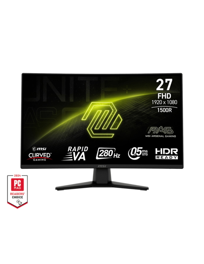 Монитор MSI MAG 274CXF 27", 0.5ms, 280Hz, Rapid VA, 1920x1080 (FHD), 16:9, CURVE 1500R, FreeSync Premium, 92.2% DCI-P3, AG, HDR Ready, 300 nits, 4000:1, DCR 100M:1, DP(1.2a), HDMI 2.0b, Tilt, VESA, Black - 9S6-3CE31T-004