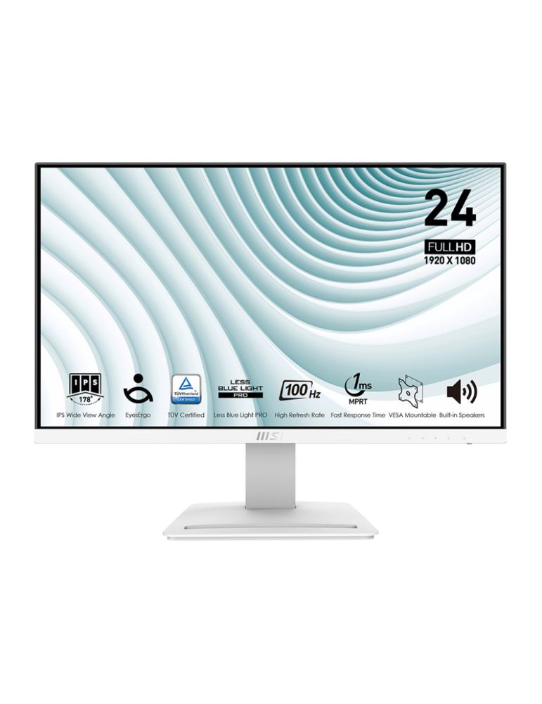 Монитор MSI PRO MP243XW, 23.8", 1920x1080, FHD IPS Anti-glare, 1ms (MPRT) 4ms (GTG), 100Hz, Video ports: HDMI (1.4), DP (1.2a) - 9S6-3PB5CH-099