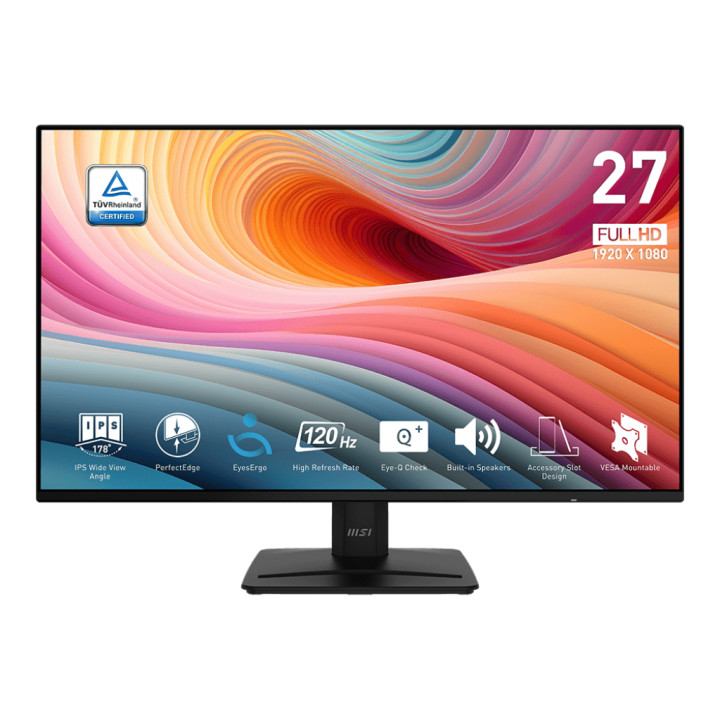 Монитор MSI PRO MP271A E2, 27", 1920x1080, FHD IPS Anti-glare, 1ms (MPRT) 4ms (GtG), 120Hz, Video ports: HDMI 1.4b (FHD@120Hz), DisplayPort 1.2a, D-Sub (VGA) - 9S6-3PD0CT-001
