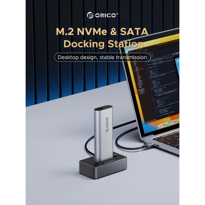 Външна кутия за диск/докинг станция Orico Storage - Case/Docking Station, M.2 NVMe/NGFF - IT18C3-GY - IT18C3-GY-BP