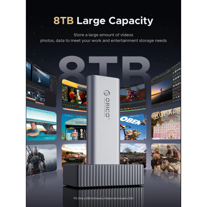 Външна кутия за диск/докинг станция Orico Storage - Case/Docking Station, M.2 NVMe/NGFF - IT18C3-GY - IT18C3-GY-BP