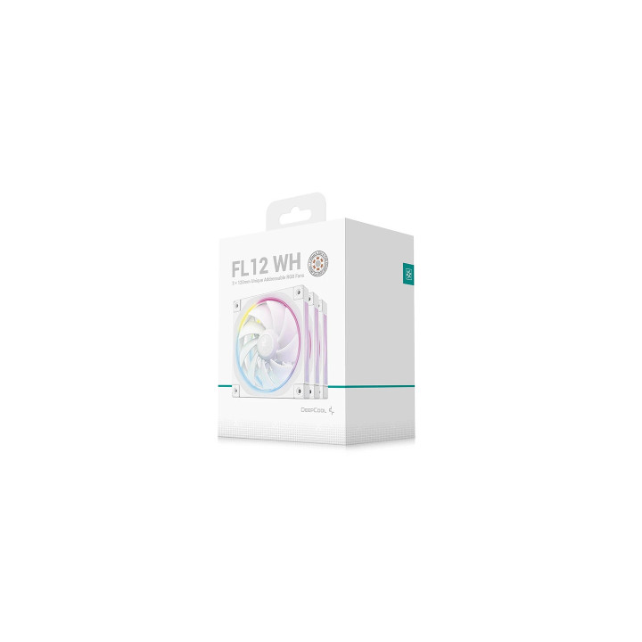 Комплект вентилатори DeepCool FL12 White, Fan Pack 3-in-1 3x120mm, Addressable RGB - R-FL12-WHAPN3-G
