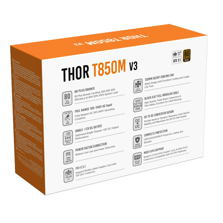 Захранване Xigmatek Thor T850M V3 ATX 3.1 850W Bronze - EN43338
