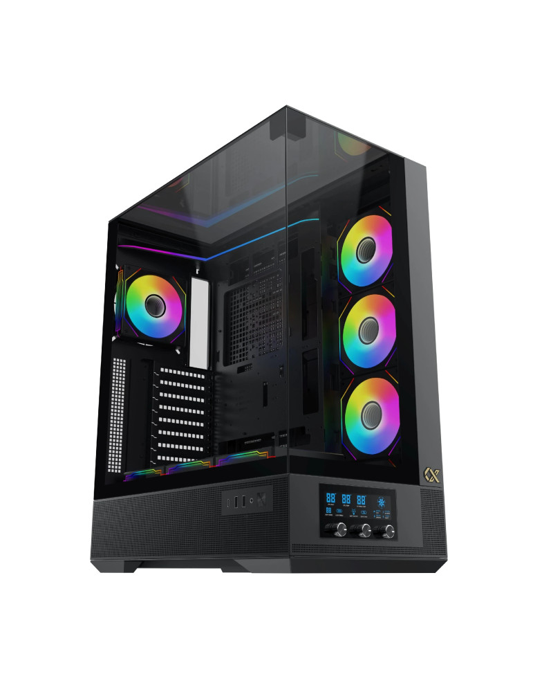 Кутия за компютър Xigmatek Vision Pro, EATX, 8 ARGB вентилатори, LCD Display Panel, Smart Fan Control - EN45158
