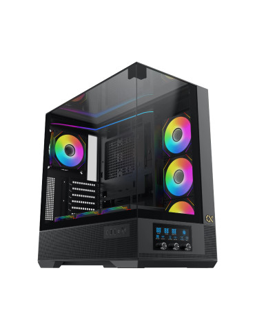Кутия за компютър Xigmatek Vision, EATX, 7бр. ARGB вентилатори, LCD Display Panel, Smart Fan Control - EN45196