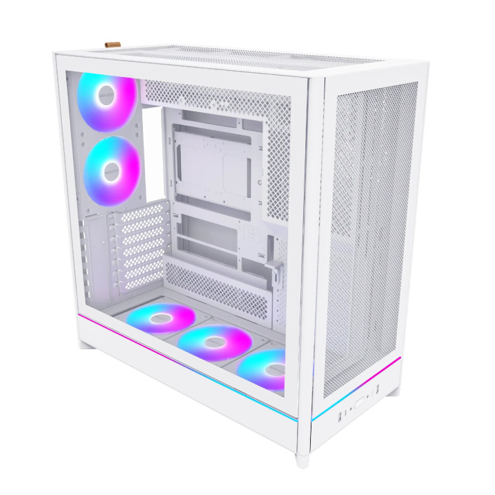 Кутия за компютър Montech HS01 PRO (W), ATX, 5бр. 120 mm ARGB вентилатори, USB-C, White - MONTECH-HS01-PRO-WH