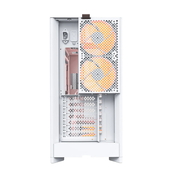 Кутия за компютър Montech HS01 PRO (W), ATX, 5бр. 120 mm ARGB вентилатори, USB-C, White - MONTECH-HS01-PRO-WH