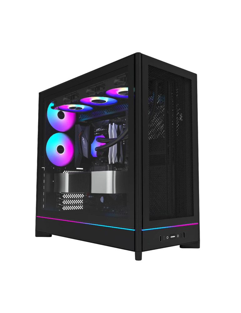 Кутия за компютър Montech HS01 PRO (W), ATX, 5бр. 120 mm ARGB вентилатори, USB-C, Black - MONTECH-HS01-PRO-BK