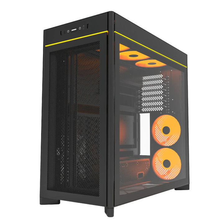 Кутия за компютър Montech HS01 PRO (W), ATX, 5бр. 120 mm ARGB вентилатори, USB-C, Black - MONTECH-HS01-PRO-BK