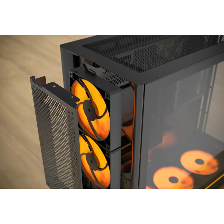 Кутия за компютър Montech HS01 PRO (W), ATX, 5бр. 120 mm ARGB вентилатори, USB-C, Black - MONTECH-HS01-PRO-BK