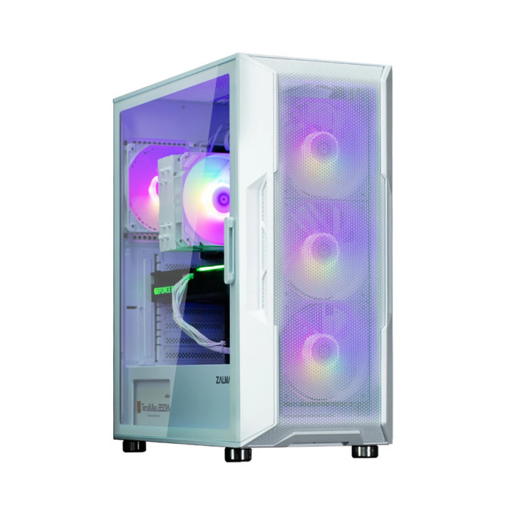 Кутия за компютър Zalman i3 NEO ARGB White, ATX, Mesh, aRGB, Tempered Glass - I3-NEO-ARGB-White