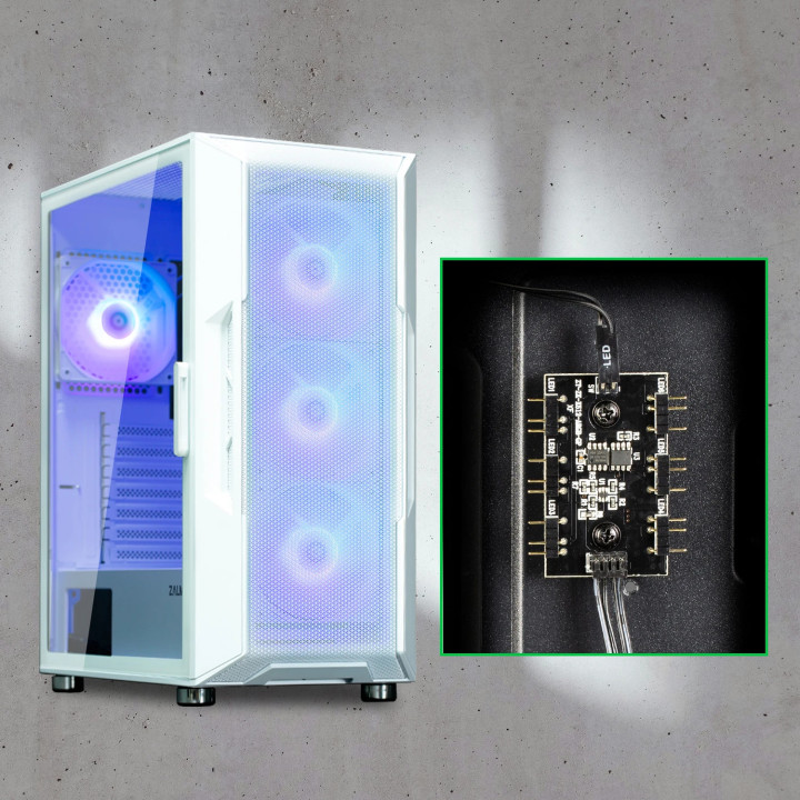Кутия за компютър Zalman i3 NEO ARGB White, ATX, Mesh, aRGB, Tempered Glass - I3-NEO-ARGB-White