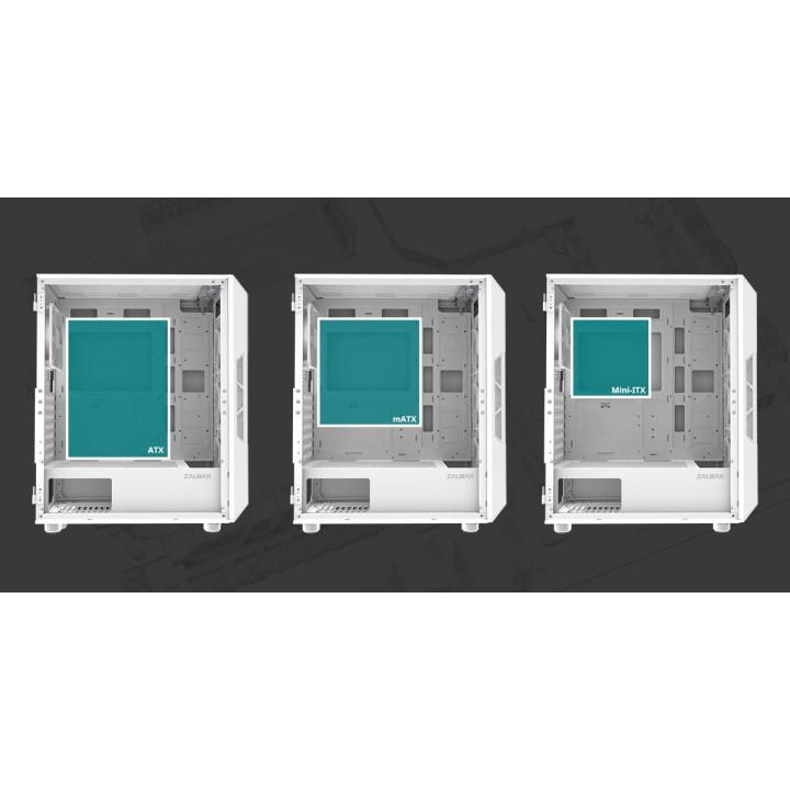 Кутия за компютър Zalman i3 NEO ARGB White, ATX, Mesh, aRGB, Tempered Glass - I3-NEO-ARGB-White