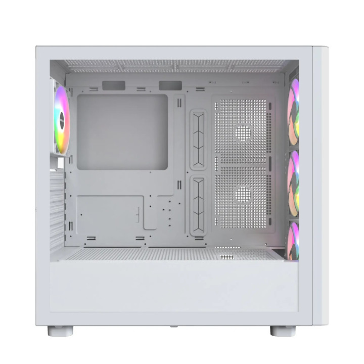 Кутия за компютър Montech XR Wood (W), ATX, 4бр. 120 mm ARGB вентилатори, Wood, USB-C, White - MONTECH-XR-W-WH