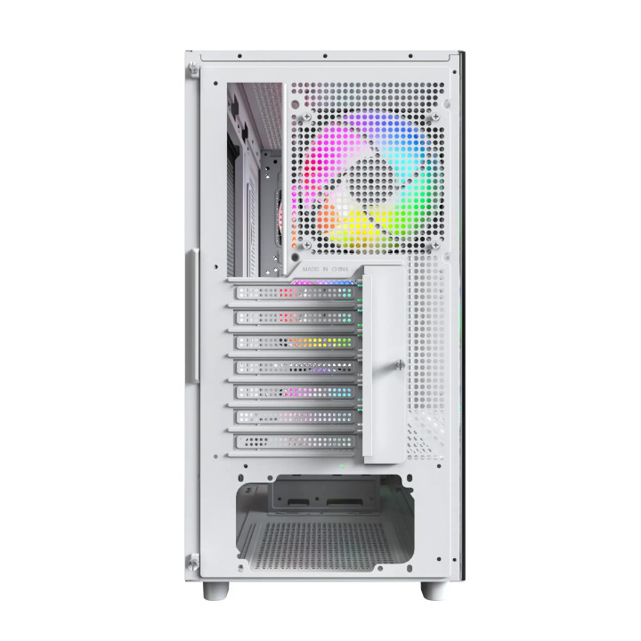 Кутия за компютър Montech XR Wood (W), ATX, 4бр. 120 mm ARGB вентилатори, Wood, USB-C, White - MONTECH-XR-W-WH