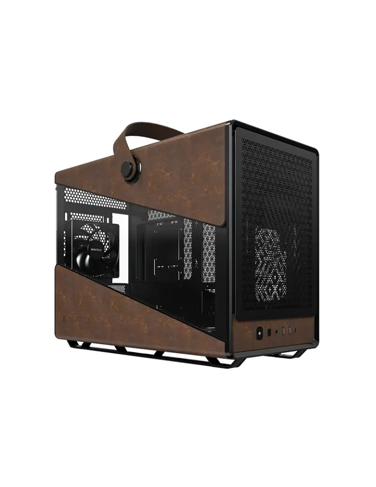 Кутия за компютър Montech Heritage PRO (B), mATX, USB-C, Leather, 4бр. 120 mm вентилатори - MONTECH-HERITAGE-PRO-B