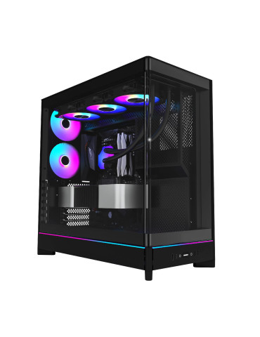 Кутия за компютър Montech HS02 PRO (B), ATX, 5бр. 120 mm ARGB вентилатори, USB-C, Black - MONTECH-HS02-PRO-BK
