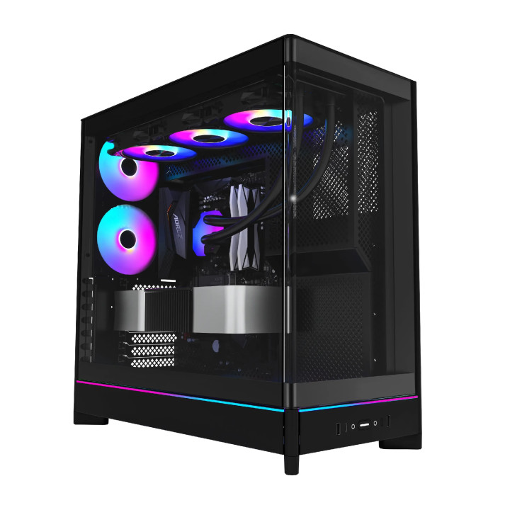Кутия за компютър Montech HS02 PRO (B), ATX, 5бр. 120 mm ARGB вентилатори, USB-C, Black - MONTECH-HS02-PRO-BK