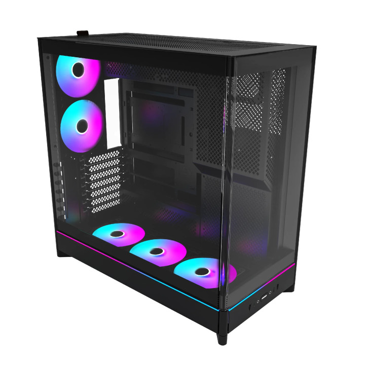 Кутия за компютър Montech HS02 PRO (B), ATX, 5бр. 120 mm ARGB вентилатори, USB-C, Black - MONTECH-HS02-PRO-BK