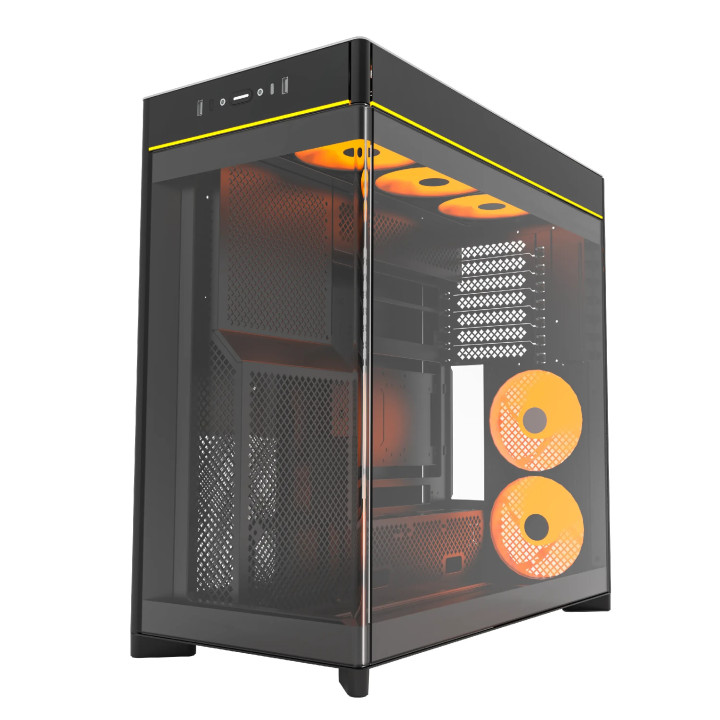Кутия за компютър Montech HS02 PRO (B), ATX, 5бр. 120 mm ARGB вентилатори, USB-C, Black - MONTECH-HS02-PRO-BK
