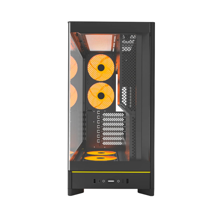 Кутия за компютър Montech HS02 PRO (B), ATX, 5бр. 120 mm ARGB вентилатори, USB-C, Black - MONTECH-HS02-PRO-BK