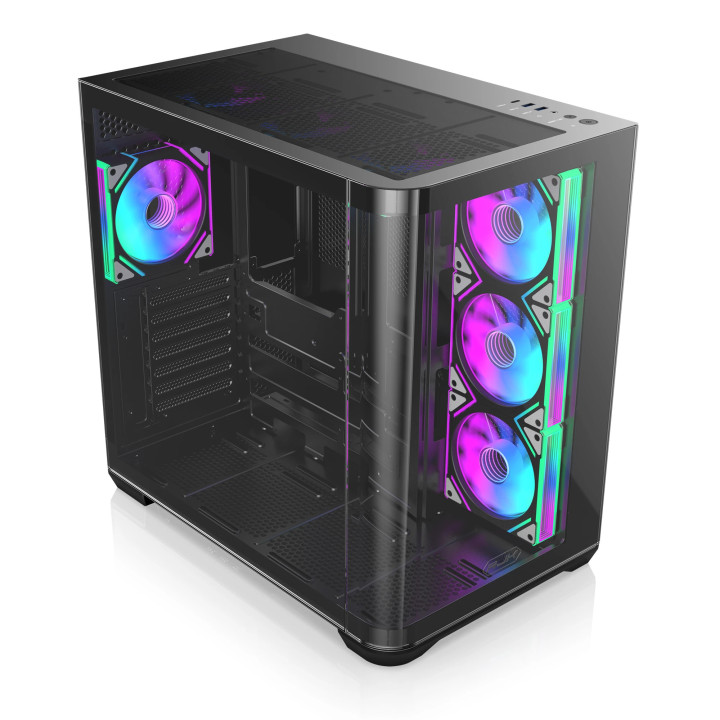 Кутия за компютър Raijintek ATREUS BT7 Black, EATX, 7бр. 120 mm Infinity Mirror ARGB вентилатори included - 0R20B00258