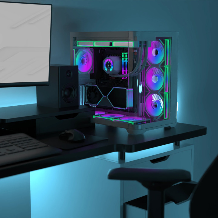 Кутия за компютър Raijintek ATREUS BT7 Black, EATX, 7бр. 120 mm Infinity Mirror ARGB вентилатори included - 0R20B00258