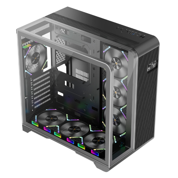 Кутия за компютър 1stPlayer RT7 Black, ATX, LED display - RT7-Black
