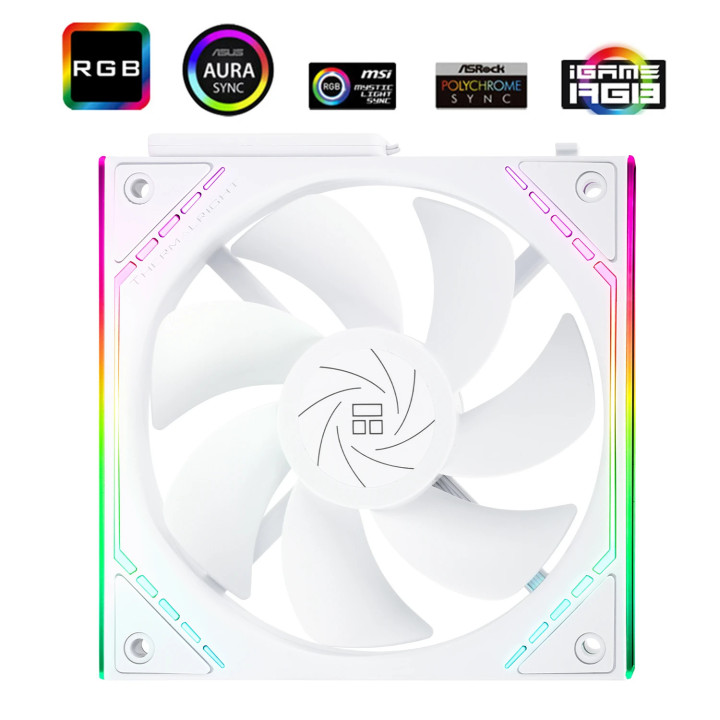Комплект вентилатори Thermalright 3x120mm TL-M12QRW x 3, White, Reverse, Infinity Mirror, Daisy-Chain, A-RGB - TL-M12QRW-3