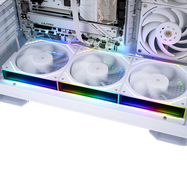 Комплект вентилатори Thermalright 3x120mm TL-M12QRW x 3, White, Reverse, Infinity Mirror, Daisy-Chain, A-RGB - TL-M12QRW-3