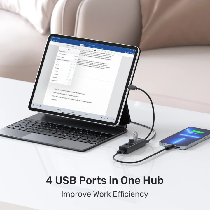 Хъб Unitek USB-C 4 port - 4 x USB3.0 Black - Y-3089Z01