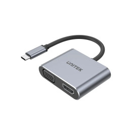 Докинг станция Unitek Type-C 4-in-1, uHUB Q4  Lite D1049A - USB-C PD100W x 1, HDMI x 1, VGA, USB2.0 x 1