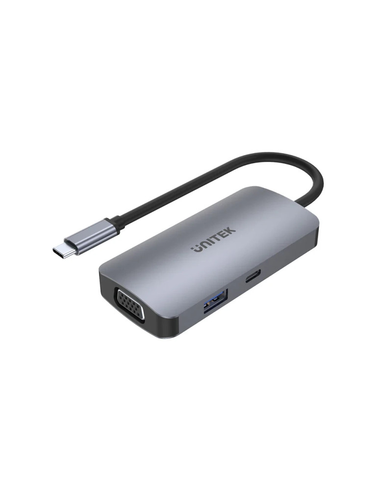 Докинг станция Unitek Type-C 5-in-1, uHUB P5 Trio D1051A - USB-C PD100W x 1, HDMI x 2, VGA, USB3.0 x 1