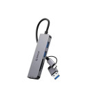 Хъб Orico USB-C/A 4 port - USB3.0 x 1, SD/TF x 2, USB2.0 x 2, USB-C x 2, Aluminium - YSA6-U3-GY - YSA6-U3-GY-BP