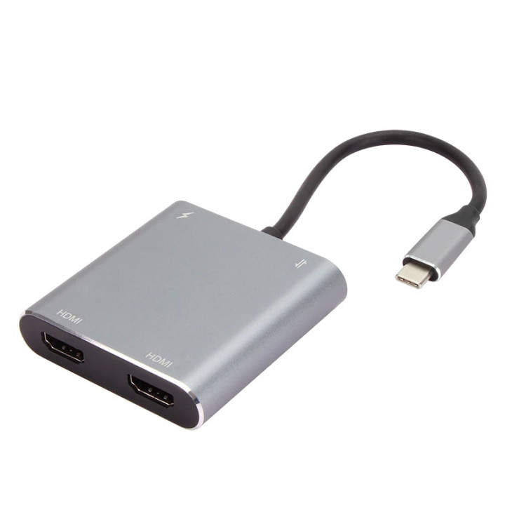 Докинг станция VCom USB-C 4-in-1 - CU450S - HDMI x 2, USB2.0, USB-C PD3.0 100W, MST