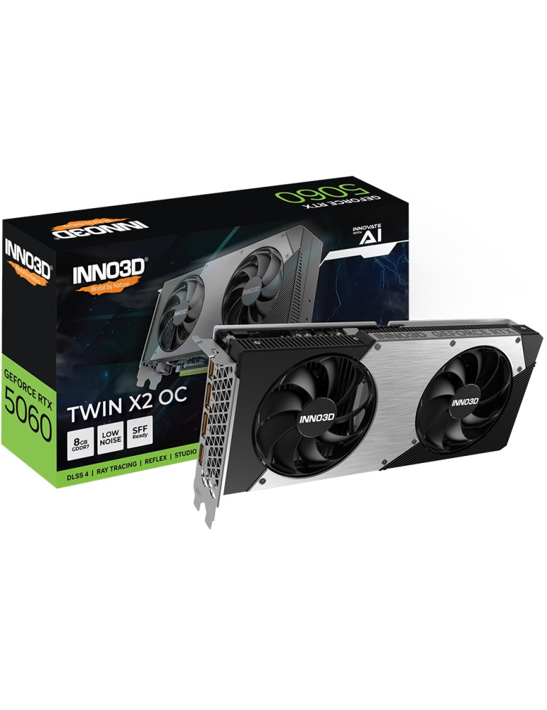 Видео карта Inno3D Nvidia GeForce RTX 5060 8GB GDDR7 Twin X2 OC - N50602-08D7X-195070N