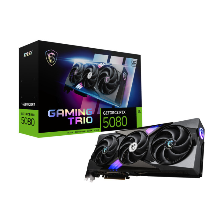 Видео карта MSI Nvidia GeForce RTX 5080 16G GAMING TRIO OC, 16GB GDDR7, 256bit - 912-V531-005