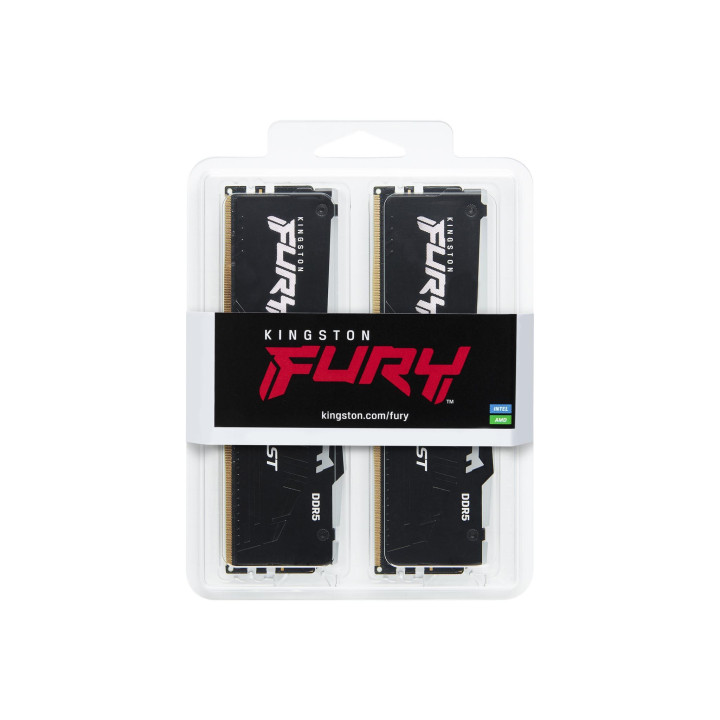 RAM памет Kingston 64GB(2x32GB) DDR5 5600MHz FURY Beast Black RGB CL40 - KF556C40BB2AK2-64