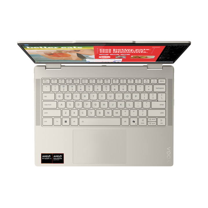 Лаптоп Lenovo Yoga 7 2in 1, AMD Ryzen AI 7 350, 14", 32GB RAM, 1TB SSD, Integrated AMD Radeon 860M Graphics, Win 11 Home - 83JR0012BM