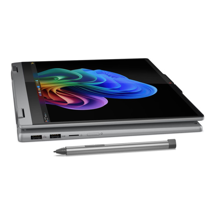 Лаптоп Lenovo IdeaPad 5 2in 1, Qualcomm Snapdragon X1P42100, 14" WUXGA OLED 400N Touch, 16GB DDR5 RAM, 1TB SSD, Win 11 Home, Luna Grey   Pen - 83GH002CBM