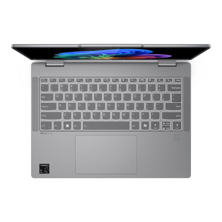Лаптоп Lenovo IdeaPad 5 2in 1, Qualcomm Snapdragon X1P42100, 14" WUXGA OLED 400N Touch, 16GB DDR5 RAM, 1TB SSD, Win 11 Home, Luna Grey   Pen - 83GH002CBM