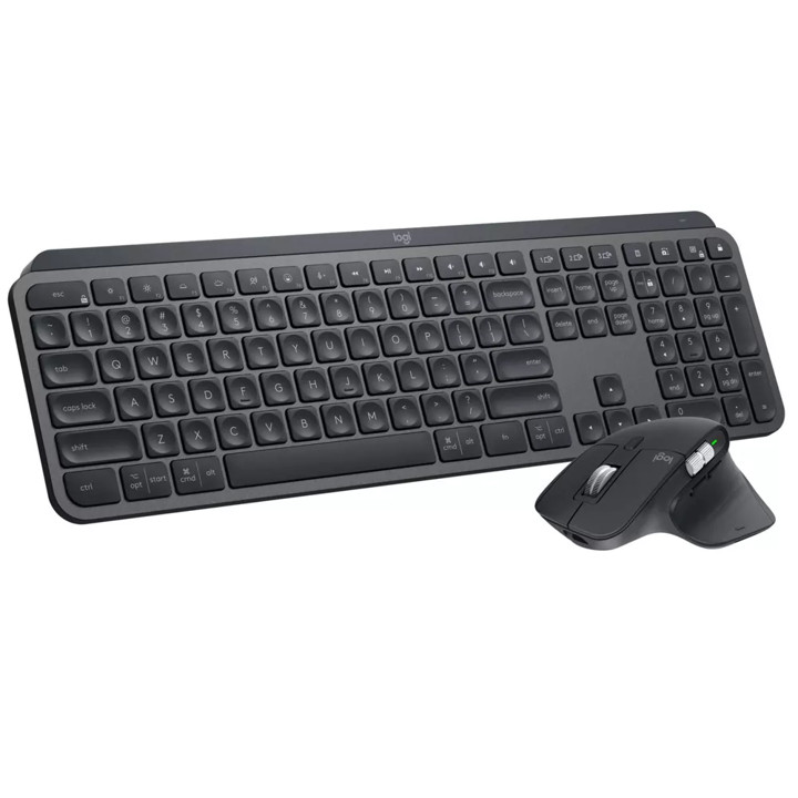 Комплект безжична клавиатура и мишка Logitech MX Keys S Combo USB-C rechargeable US, USB 920-011614 - черна
