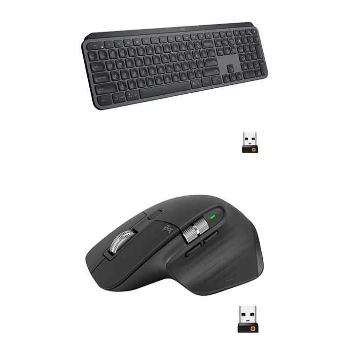Комплект безжична клавиатура и мишка Logitech MX Keys S Combo USB-C rechargeable US, USB 920-011614 - черна