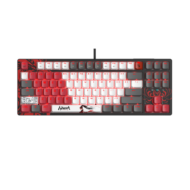 Геймърска механична клавиатура А4tech Bloody Naraka S87 TKL Backlit red switch, USB - A4-KEY-S87-NARAKA