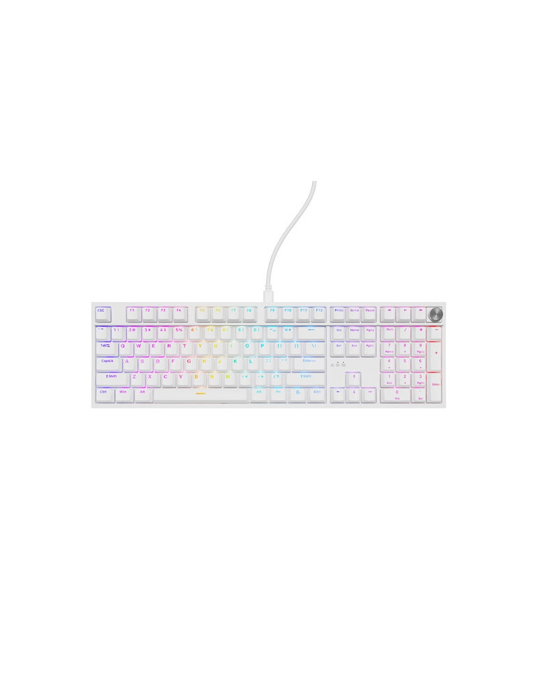 Механична геймърска клавиатура Thor 404 White RGB Backlight Gateron Peach Silent, US Layout - NKG-2300